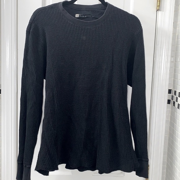 Gap Black 💯 cotton ribbed crew neck sweater. Heavy knit. Long Sleeves. Size XL. - Picture 1 of 5